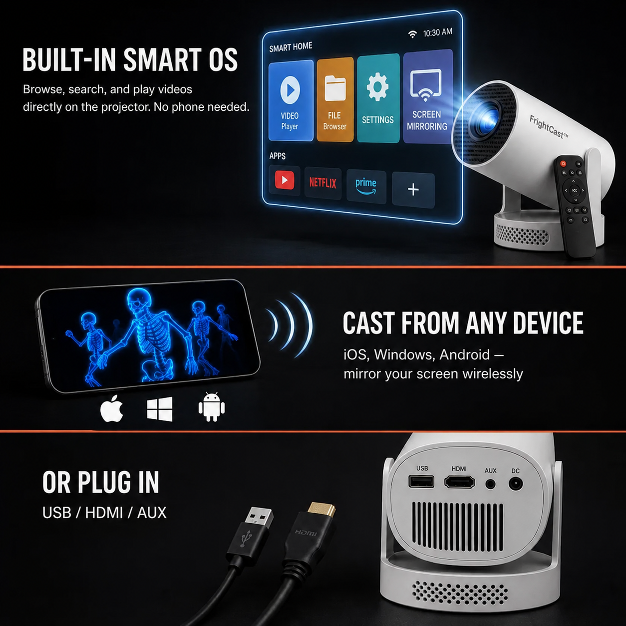 FrightCast™ 1080p Wireless Halloween Projector
